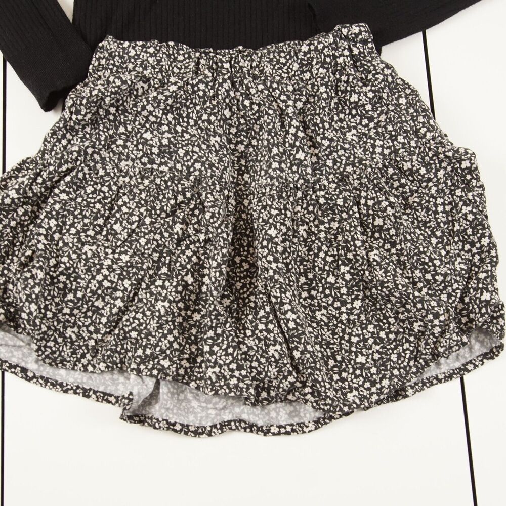 Zara Girls Black Long Sleeve Ribbed Sweater / Floral Skort Set Sz 13 - 14 - Picture 8 of 12